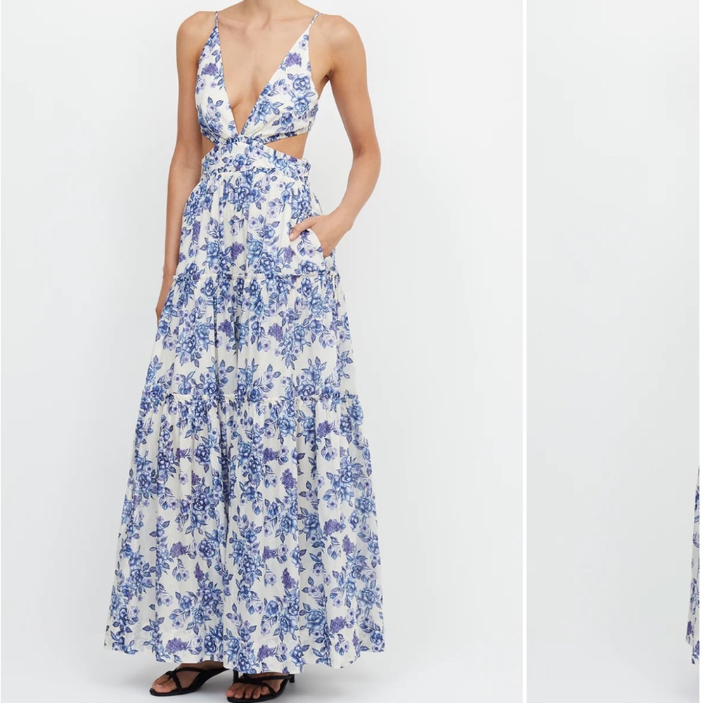 Bec & Bridge Carla V Maxi Dress Porcelain floral print AU6, US 2, XS NWT